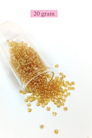 Dökme Cam Kum Boncuk 8/0 3 Mm - 20 Gram - Şeffaf Koyu Sarı - Bnc176