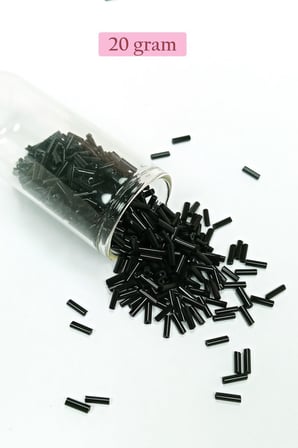 Uzun Boru Kesme Boncuk Çap 2mm Uzunluk 10 Mm - 20 Gram - Siyah - Bnc241