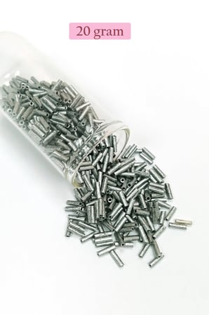 Uzun Boru Kesme Boncuk Çap 2mm Uzunluk 10 Mm - 20 Gram - Desenli Gümüş - Bnc244