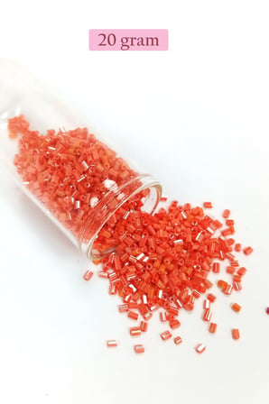 Kesme Cam Boncuk 2mm - 20 Gram - Mercan Kırmızı -bnc310