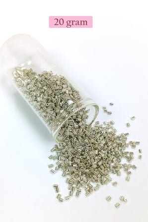 Kesme Cam Boncuk 2mm - 20 Gram - Parlak Gümüş -bnc328