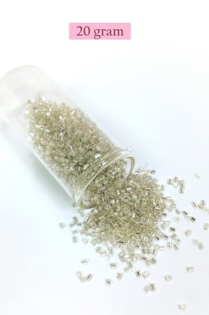 Kesme Cam Boncuk 2mm - 20 Gram - Şeffaf Gümüş -bnc330