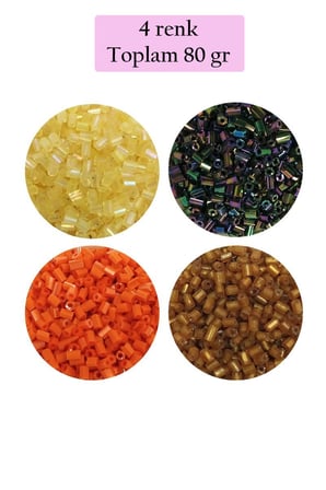 Kesme Cam Boncuk 2mm - 4 Renk - Toplam 80 Gram - Bnc435