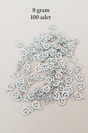 Oya Abiye Bileklik Kolye Pleksi Metalik Plastik Pul Gümüş Renk 8 Gram 100 Adet - Bnc516