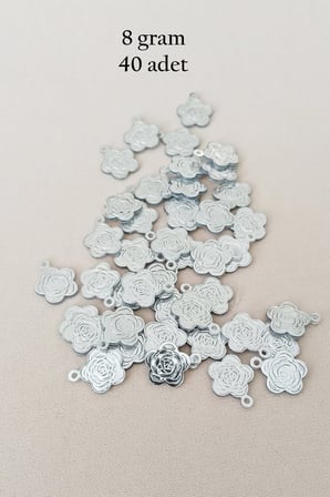 Oya Abiye Bileklik Kolye Pleksi Metalik Plastik Pul Gümüş Renk 8 Gram 40 Adet - Bnc524