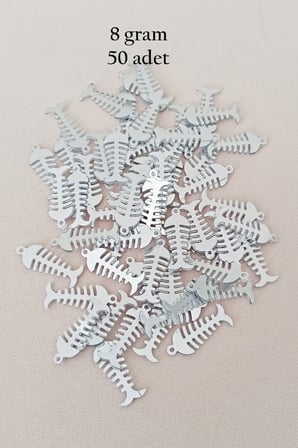 Oya Abiye Bileklik Kolye Pleksi Metalik Plastik Pul Gümüş Renk 8 Gram 50 Adet - Bnc529