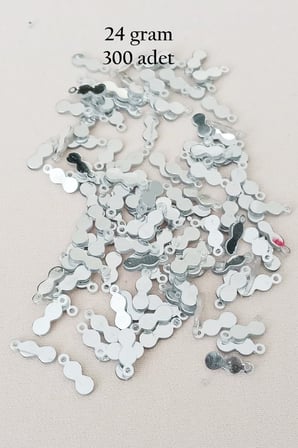 Oya Abiye Bileklik Kolye Pleksi Metalik Plastik Pul Gümüş Renk 24 Gram 300 Adet - Bnc568