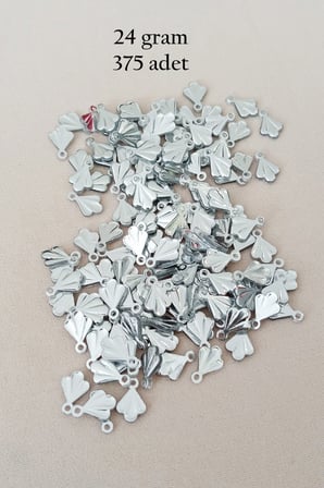 Oya Abiye Bileklik Kolye Pleksi Metalik Plastik Pul Gümüş Renk 24 Gram 375 Adet - Bnc587