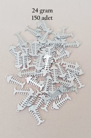 Oya Abiye Bileklik Kolye Pleksi Metalik Plastik Pul Gümüş Renk 24 Gram 150 Adet - Bnc589