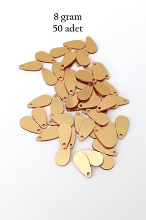 Oya Abiye Bileklik Kolye Pleksi Metalik Plastik Pul Altın Renk 8 Gram 50 Adet - Bnc484