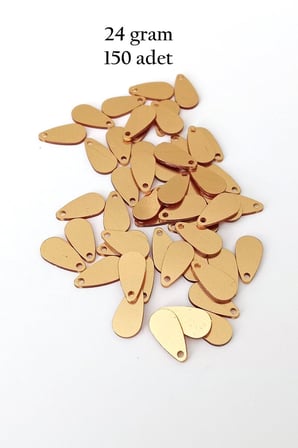 Oya Abiye Bileklik Kolye Pleksi Metalik Plastik Pul Altın Renk 24 Gram 150 Adet - Bnc544