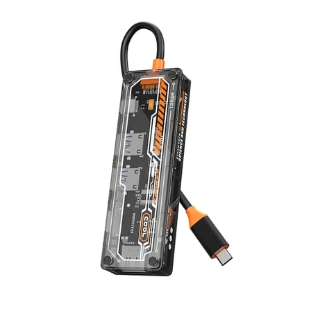 ALLY 6in1 Type-c To USB3.0 + USB2.0 + Type-c PD 100W + SD + TF + HDMI Çoğaltıcı Transparan Hub-(5775