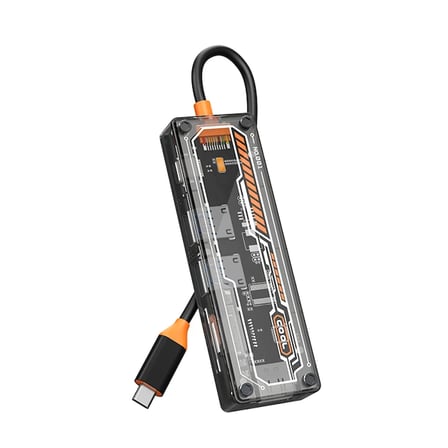 ALLY 6in1 Type-c To USB3.0 + USB2.0 + Type-c PD 100W + SD + TF + HDMI Çoğaltıcı Transparan Hub-(5775
