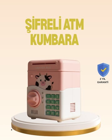 Çocuklar İçin Pembe ATM Görünümlü Elektronik Kumbara