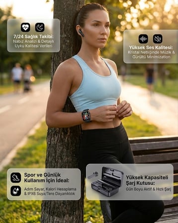 Bluetooth Kulaklıklı Akıllı Saat Seti Yüksek Ses Kalitesi Ve 3d Ekran Diğer
