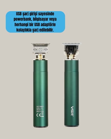 Paslanmaz Çelik Başlıklı Su Geçirmez Şarjlı Saç Kesme Makinesi
