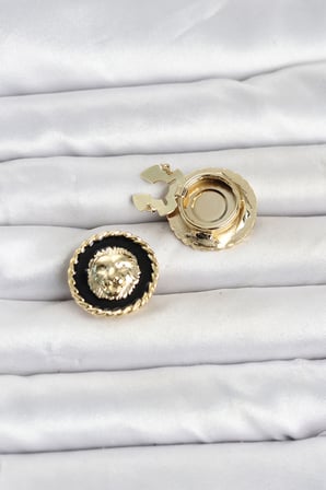 Aslan Model Renk Düğme Veya Manşet Broşu 5886 Altın - Çok Renkli