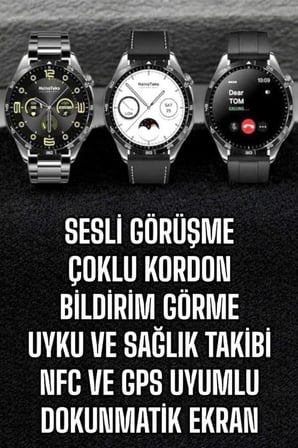Akıllı Saat Titreşimli Amoled Ekran Uyku ve Sağlık Takibi Sesli Görüşme