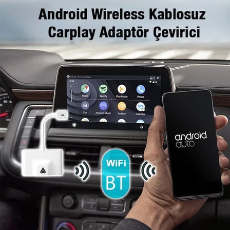 Ally Usb+Type-C Android Kablosuz Carplay Adaptör Çevirici - Youtube Netflix Tiktok Video Yansıtıcı-(