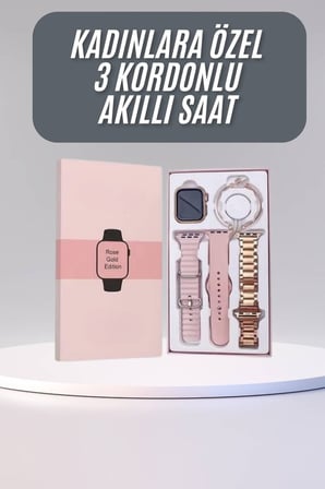 Akıllı Saat 3 Kordonlu Ve Aksesuarlı Bayanlar Için Şık Rose Renk Diğer Diğer