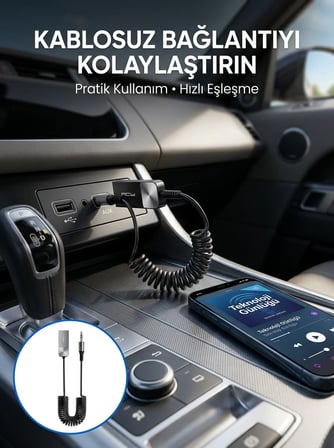 USB Bluetooth AUX Ses Adaptörü Kablosuz Müzik Aktarım Cihazı
