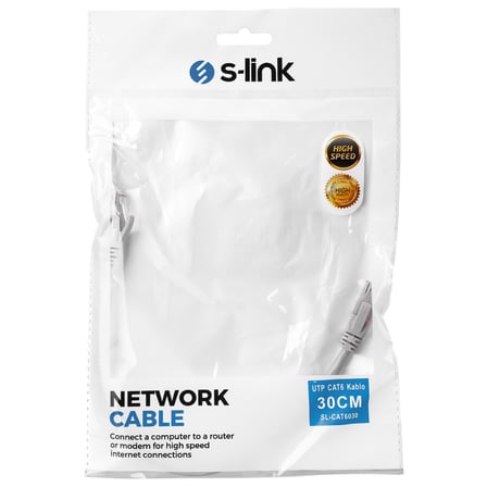 S-LINK SL-CAT6030 CAT6 Patch 30CM Kablo (Gri)(1923)