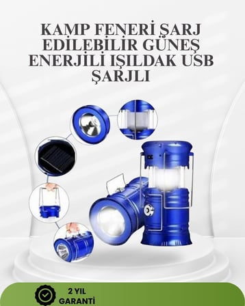 Güneş Enerjili Katlanabilir Kızaklı Kamp Feneri – Usb Şarjlı Çok Yönlü Ve Dayanıklı Tasarım