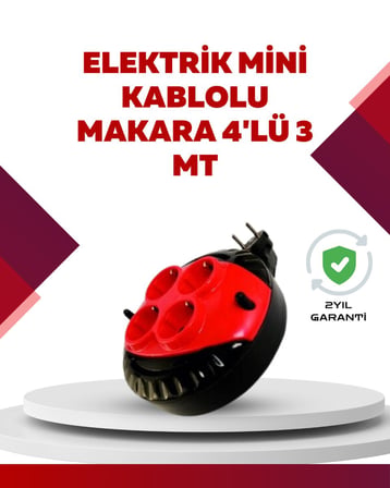 Kırmızı Renk 3 Metre 4 Lü Kablolu Priz Makarası Diğer
