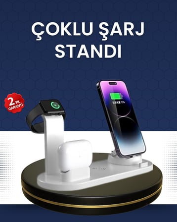 Modern Tasarımlı Çok Fonksiyonlu Kablosuz Şarj Standı