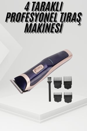Tıraş Makinesi 4 Başlıklı Paslanmaz Çelik Bıçaklı Tüm Saç Tiplerine Uygun
