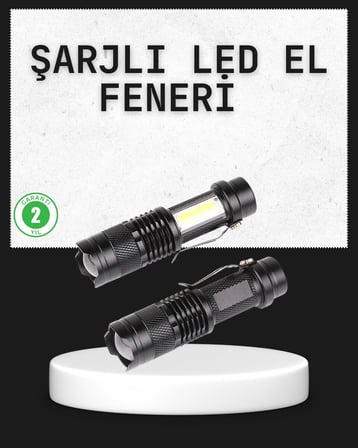 Ayarlı 2000 Lümen Şarjlı LED El Feneri