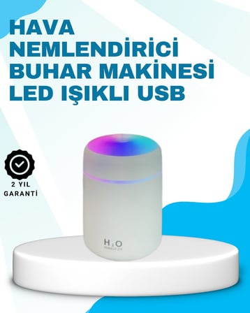 LED Işıklı Sessiz Masaüstü Nemlendirici – 3 Buhar Modu