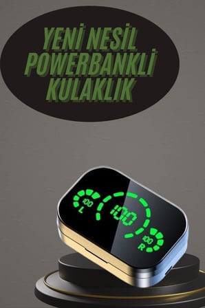 Kablosuz Bluetooth Kulaklık Çift Telefon Destekli Powerbankli Dijital Göstergeli