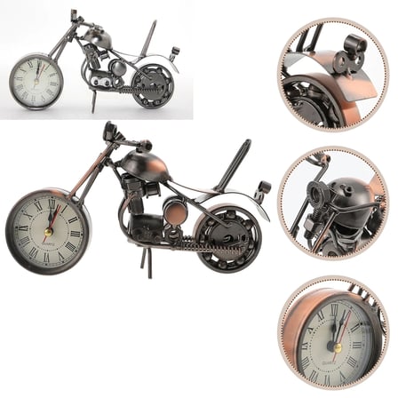 Şık Metal Motosiklet Saat 21x12 cm Ofis Dekoru