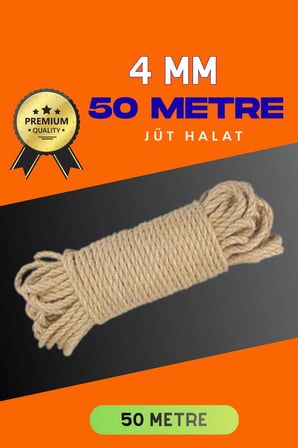 Dekoratif Jüt Halat 50 Metre 4 MM Kalınlıkta Hobi İpi