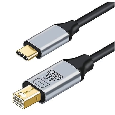 Siyah Type-C Mini Displayport Çevirici Kablo 1,8 Metre