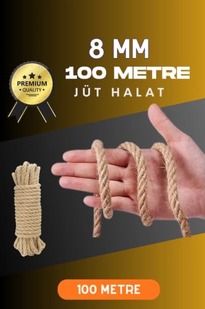 Dekoratif Jüt Halat 8 mm 100 Metre Hobi ve Paketleme İçin