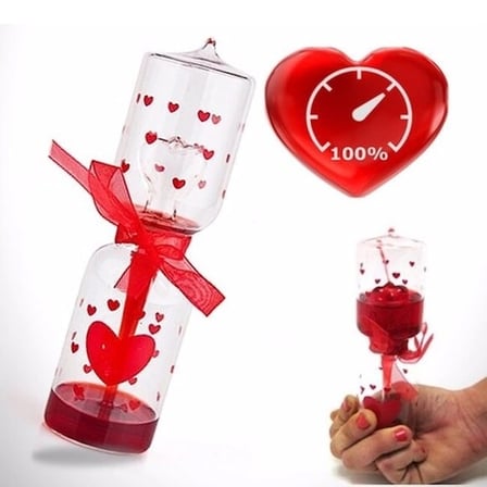 Eğlenceli Kırmızı Aşk Ölçer 17 cm Cam Tasarım
