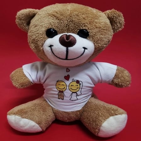 Sevimli Peluş Gelin Damat Tişörtü 25 cm