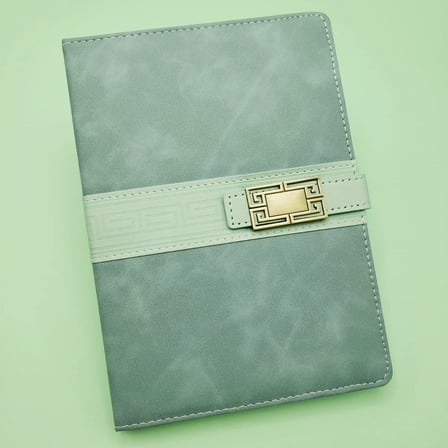 Şık Deri Kapaklı A5 Defter 106 Yaprak Açık Yeşil