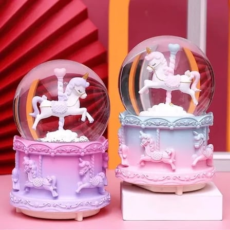 Işıklı Mini Unicorn Kar Küresi 7 cm Dekoratif Aksesuar