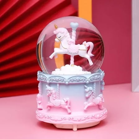 Işıklı Mini Unicorn Kar Küresi 7 cm Dekoratif Aksesuar