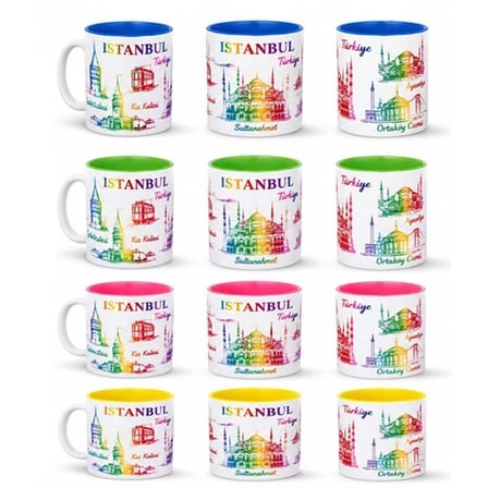 Dekoratif İstanbul Temalı Cam Kupa 9.5x8 cm
