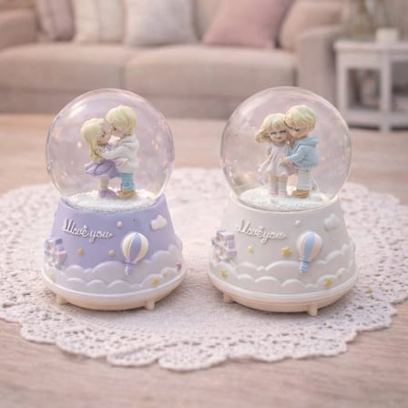 Sevimli Işıklı Müzikli Kar Küresi 13x8 cm
