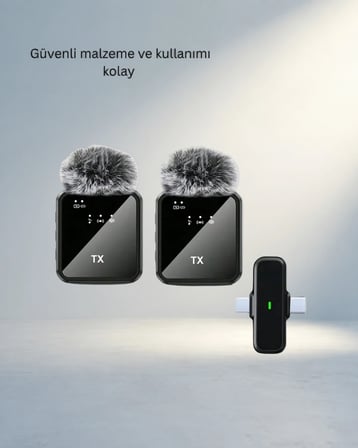 Kablosuz Yaka Mikrofon Seti 2'li Profesyonel Ses Kayıtları