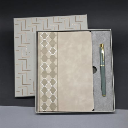 Şık Deri Defter ve Kalem Seti 22x20 cm Hediye Kutusu