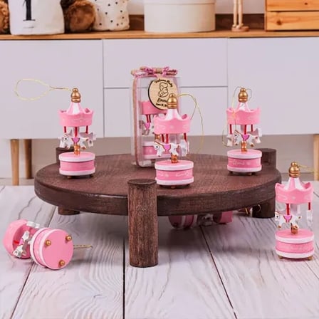 Romantik Dekoratif Atlı Karınca 6'lı Açık Pembe Set