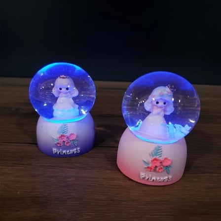 Işıklı Kar Küresi 7 cm Sevimli Prenses Hediye