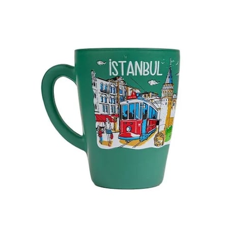 Otantik İstanbul Temalı Cam Kupa Bardak 9.5x8 cm