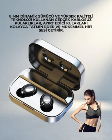 Ergonomik TWS Kulaklık Uzun Pil Ömrü ile Spor Kullanımı